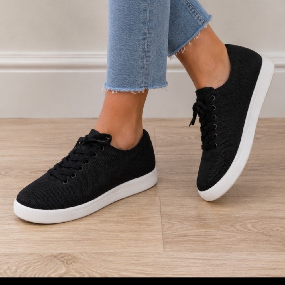 Atoms‎ Model 000 Black White Mesh Low Top Sneakers Womens 8.25 Mens 6.75
